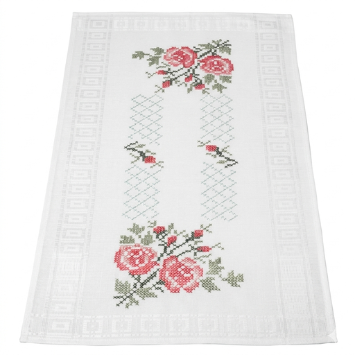 [BE40#100251] Loper voorbedrukt dessin, 40x100 cm, met garen, kruissteek