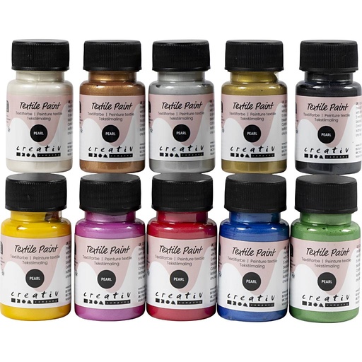 [CR7033699] Textielverf, parelmoer, dekkend, diverse kleuren, 10x50 ml/ 1 doos