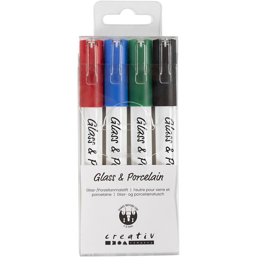 [CR31336] Glas- & Porseleinstiften, lijndikte 1-2 mm, dekkend, 4 stuks