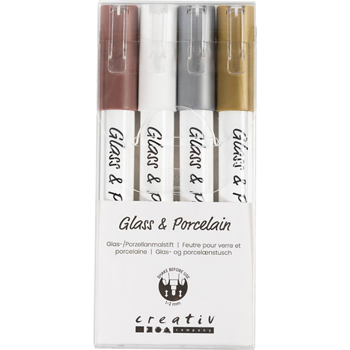 [CR31337] Glas- & Porseleinstiften, lijndikte 1-2 mm, semi-dekkend, 4 stuks