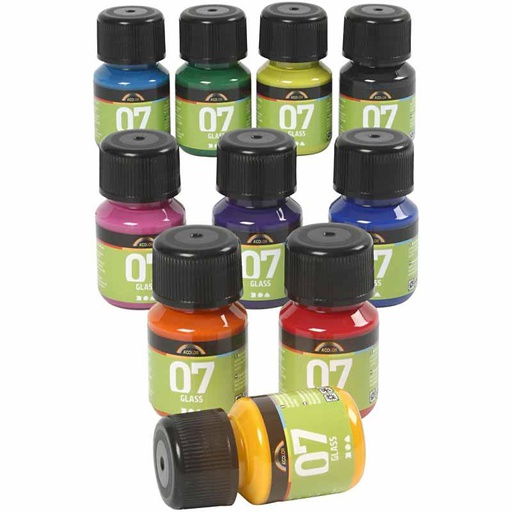 [CR31396] Peinture A-Color Glass, couleurs assorties, 10x30 ml/ 1 Pq.