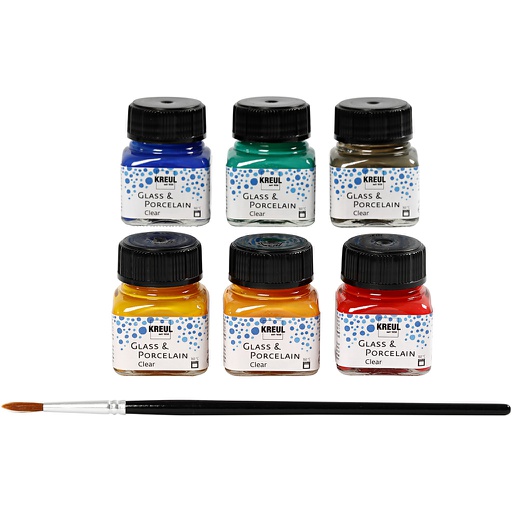 [CR31406] Peinture pour verre et porcelaine, couleurs assorties, 6x20 ml/ 1 Pq.