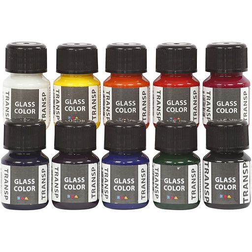 [CR31680] Glass Color transparente, couleurs assorties, 10x30 ml/ 1 Pq.