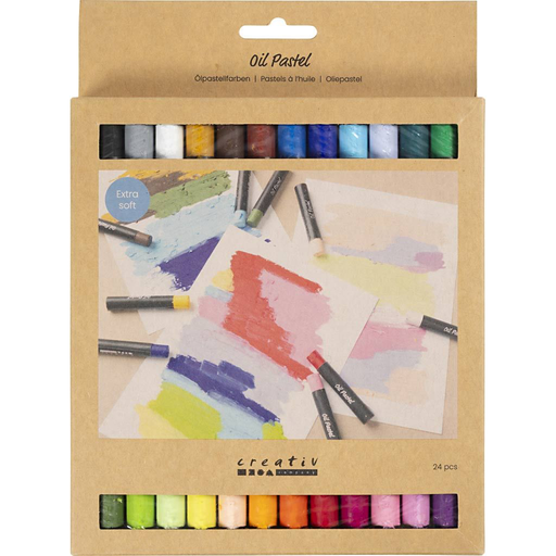 [CR426204] Oliepastels, L: 7 cm, dikte 11 mm, Kleurassortiment, 24 stuks