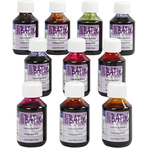 [CR33341] Batikverf, 10x100 ml, kleuren assorti