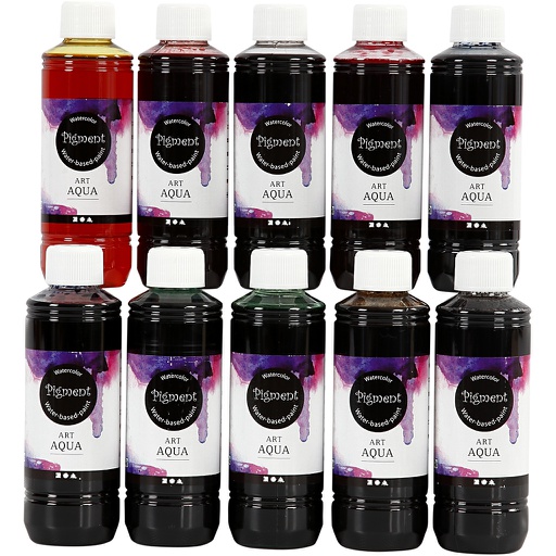 [CR34398] Aquarelle Art Aqua Pigment, couleurs assorties, 10x250 ml/ 1 Pq.