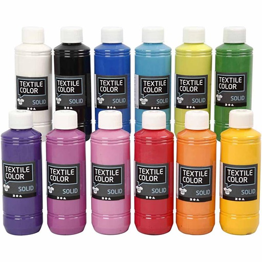[CR34626] Textile Color, diverse kleuren, dekkend, 12x250 ml/ 1 doos