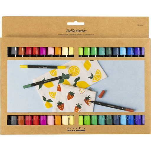[CR334817] Feutres textiles, trait 2,3+3,6 mm, couleurs classiques, 20 pièces/ 1 Pq.