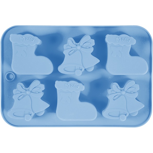 [CR37131] Moule en silicone, bas de Noël et cloches, H : 2,5 cm, L : 6 cm, L : 7,5 cm, 12,5 ml, 1 pièce