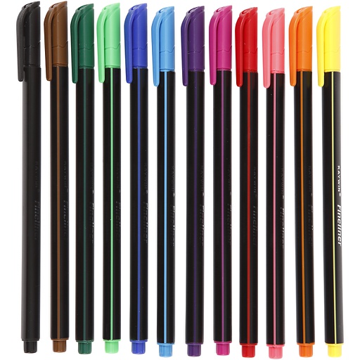 [CR373648] Colortime Fineliner/Pigment-Liner, Box 12stuks - kleurassortiment, lijnbreedten (0.6/0.7)