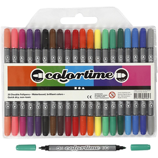 [CR37983] Colortime Dubbelstift, lijndikte 2,3+3,6 mm, standaardkleuren, 20 stuk/ 1 doos