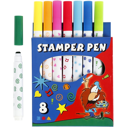 [CR37985] Feutres Tampons, ass. de couleurs, 8 pièces/ 1 Pq.