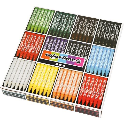 [CR38139] Colortime waskrijt, diverse kleuren, L: 10 cm, dikte 11 mm, 288 stuks