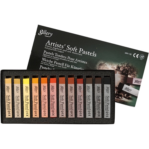 [CR38162] Gallery Soft Pastel, dikte 10 mm, 12 stuks - bruine tinten