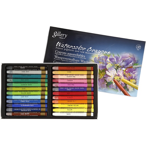[CR38285] Gallery Aquarelkrijt, diverse kleuren, L: 9,3 cm, 24 stuks