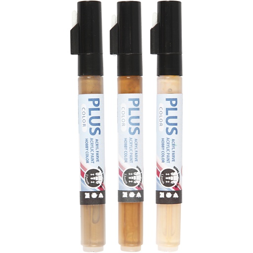 [CR39899] Plus Color Marker, L: 14,5 cm, lijndikte 1-2 mm, licht beige, goud, raw sienna, 5,5 ml, 3 stuk/ 1 doos
