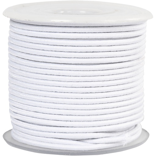 [CR410360] Cordon élastique, ép. 2 mm, blanc, 25 m/ 1 rouleau