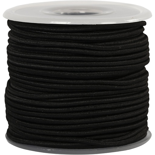 [CR410370] Cordon élastique, ép. 2 mm, noir, 25 m/ 1 rouleau