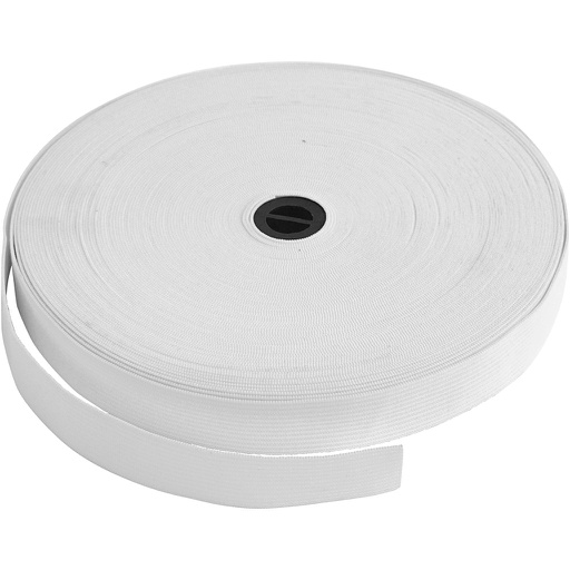 [CR41044] Ruban élastique, L : 20 mm, blanc, 25 m/ 1 rouleau