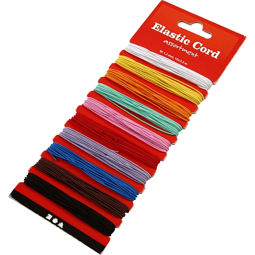 [CR410500] Ronde elastiek, 1mm - kleurassortiment 10x3,5 m