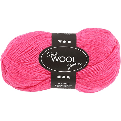[CR41323] Pelote de Laine pour Chaussettes, L : 200 m, rose, 50 gr/ 1 boule