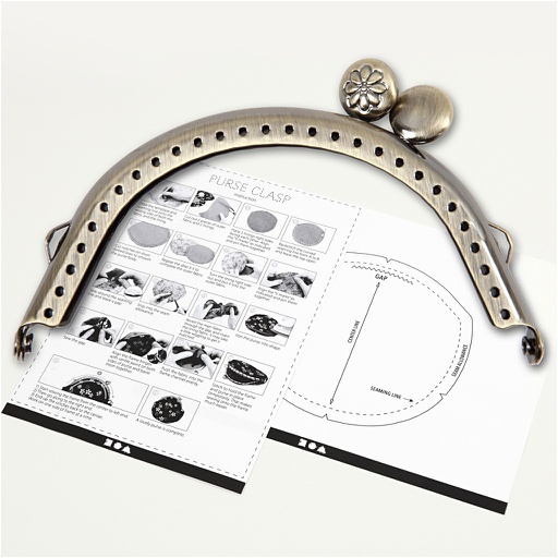 [CR41355] Portemonnee gesp kit, geborsteld messing, afm 8 cm
